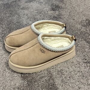 UGG Beige Suede Slip-Ons with Plush Lining